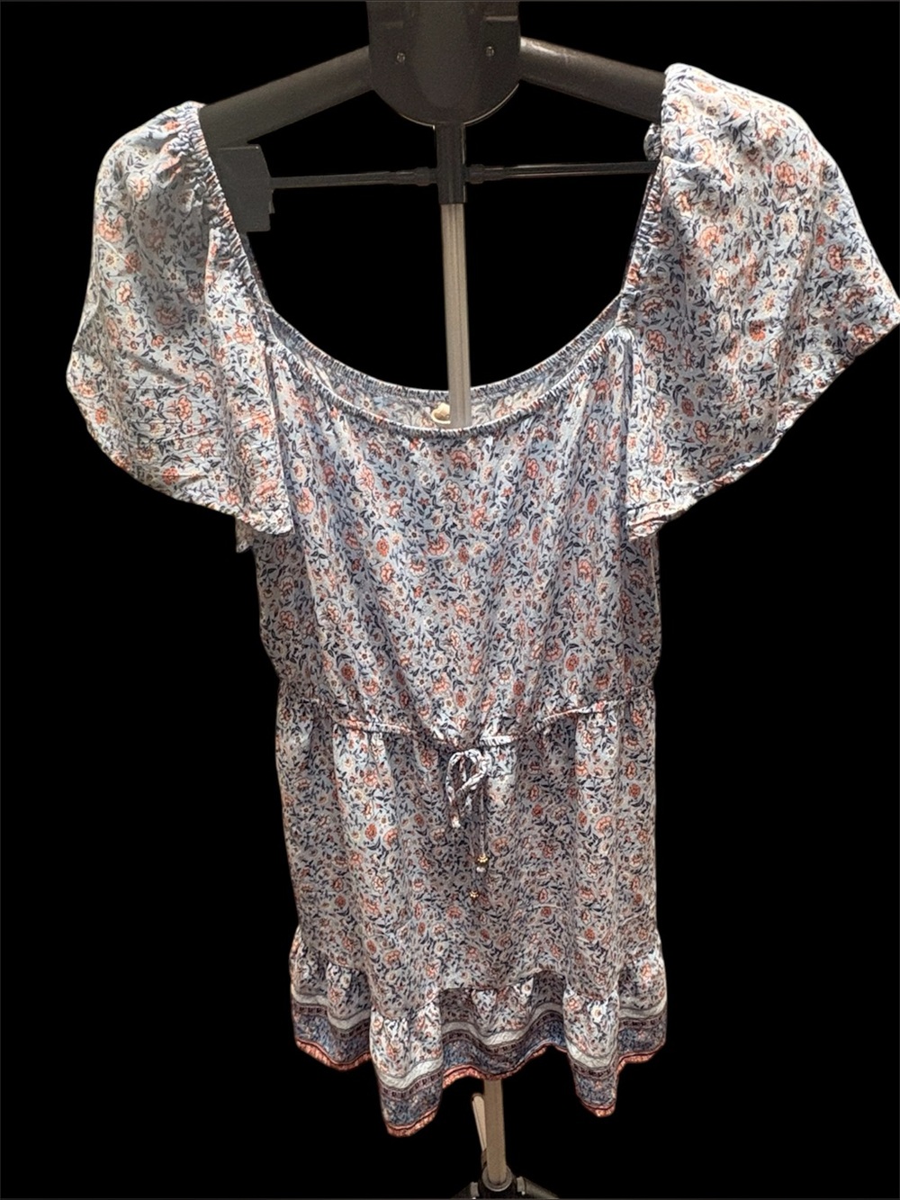 Bebop Floral Off-Shoulder Mini Dress in Light Blue
